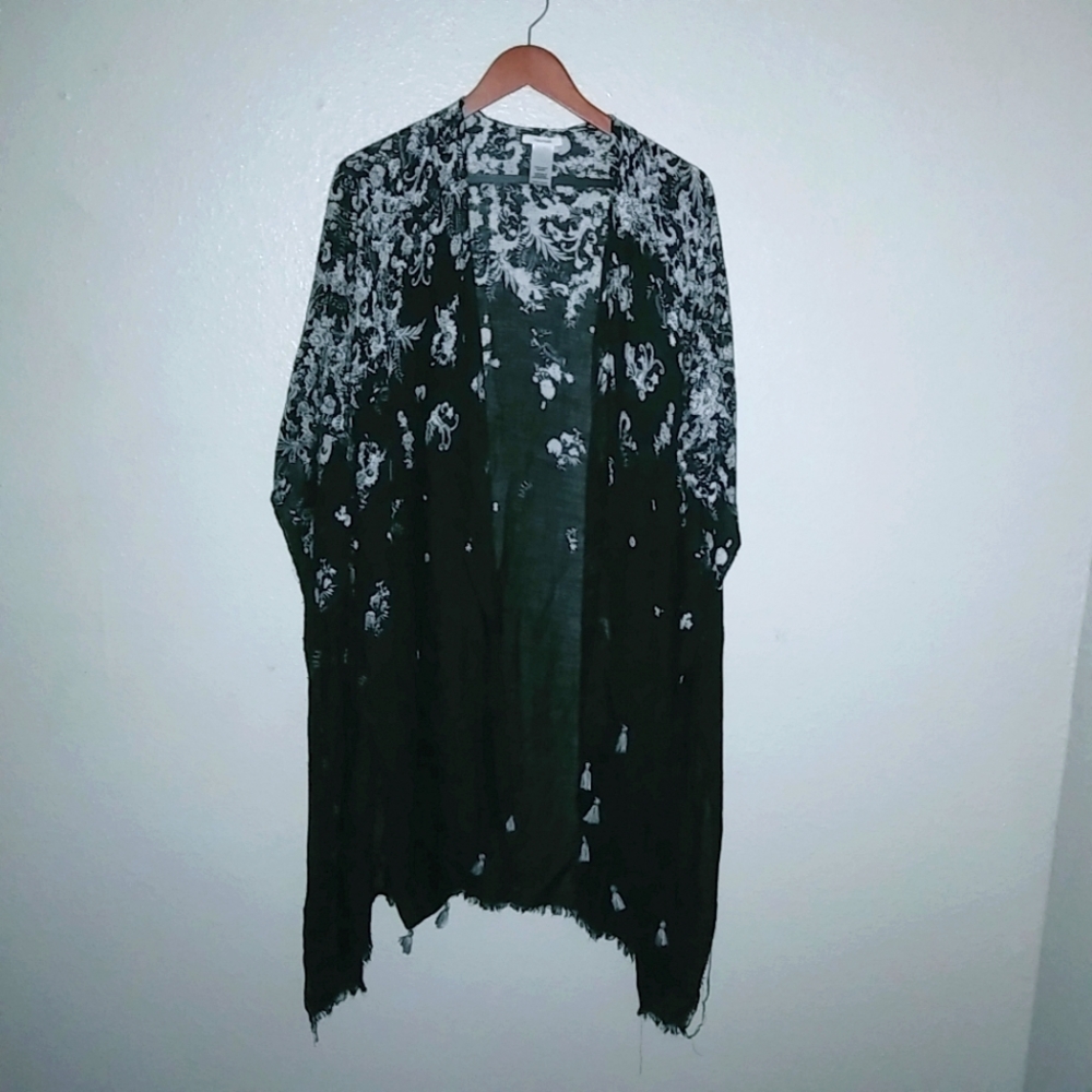 Maurices Os Boho Black Pattern Cotton Duster - image 1